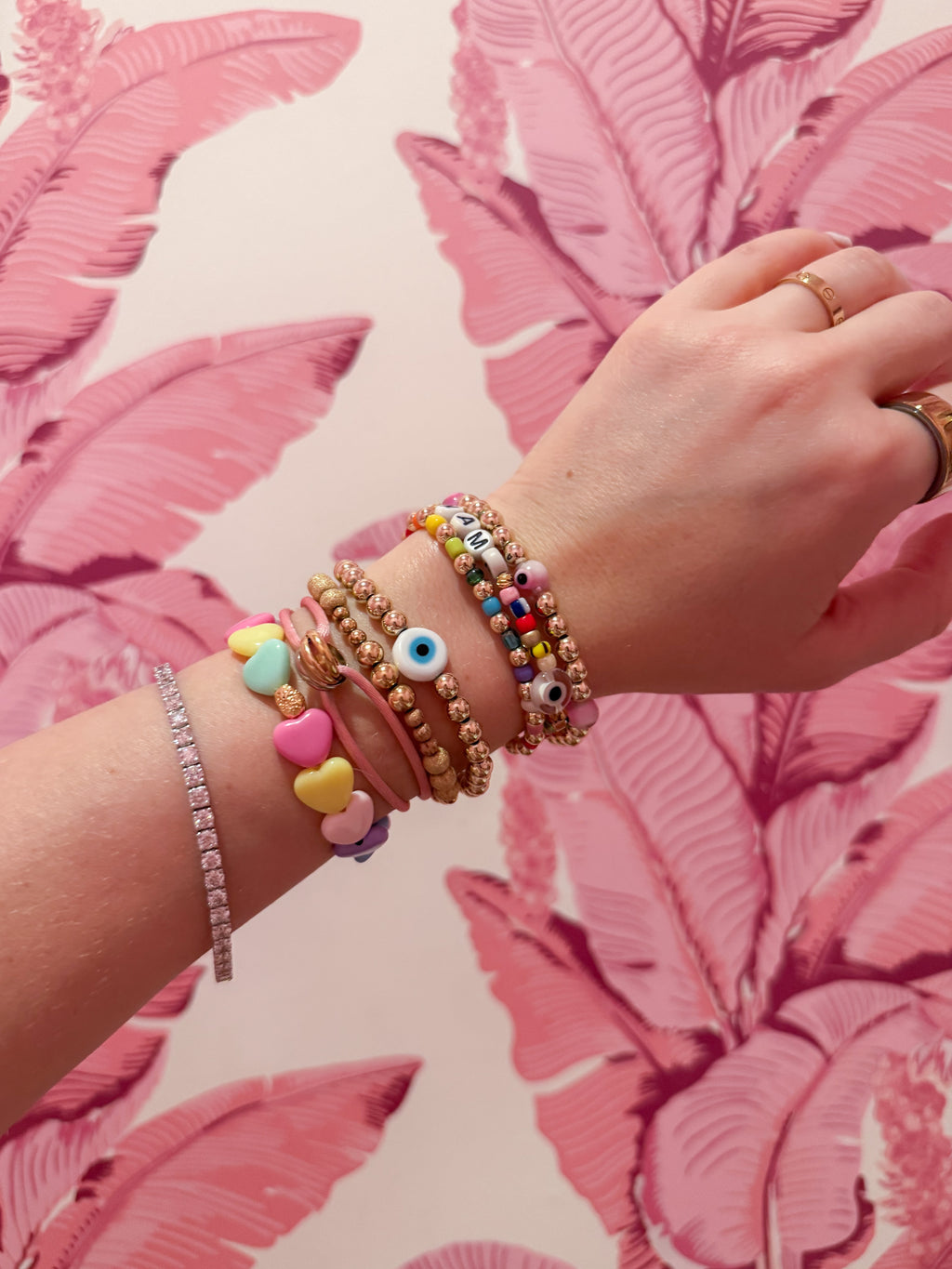 Pastel Heart Bracelet with 14k Gold-Plated Accent