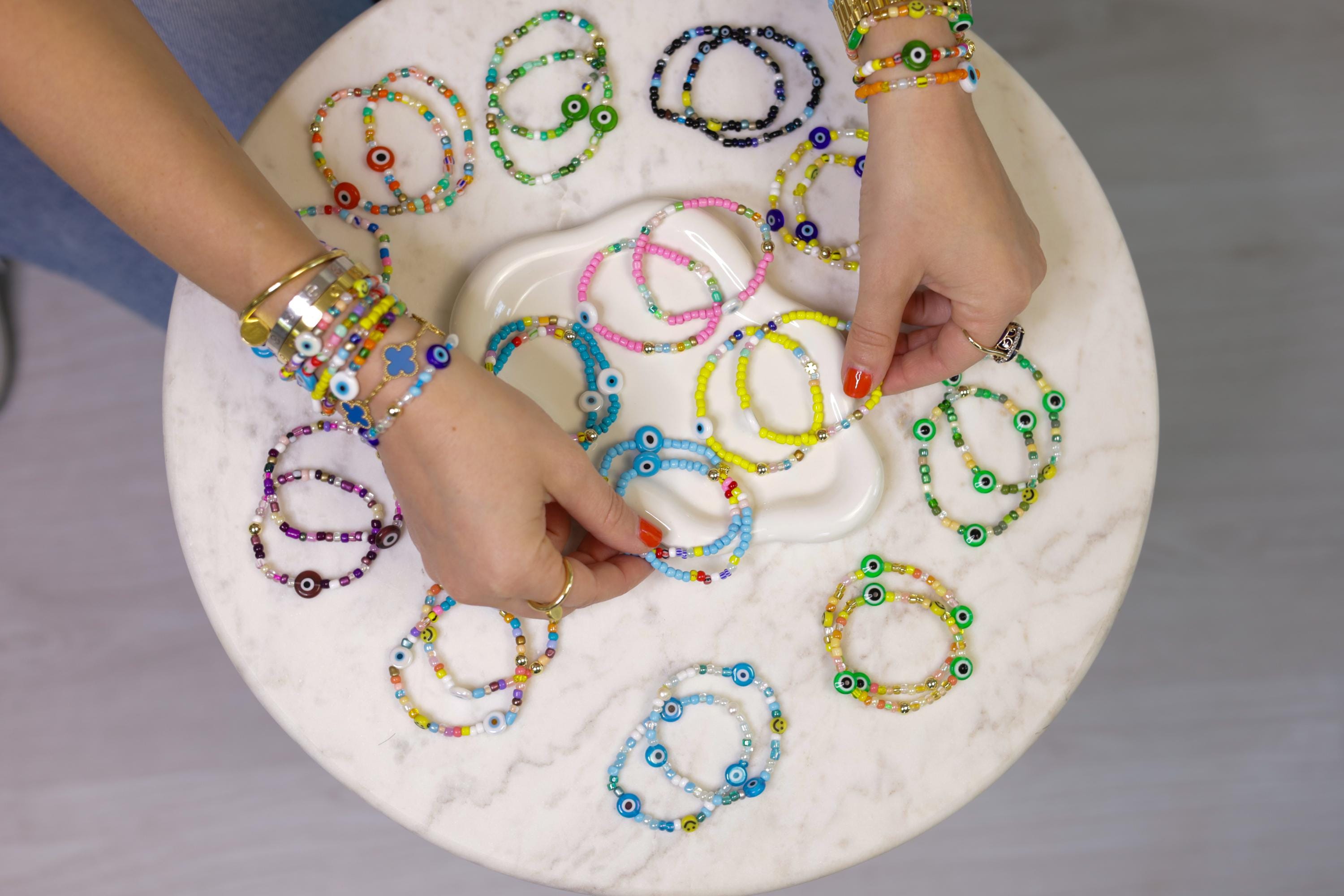 Triple Evil Eye Beaded Friendship Bracelet, Custom Protection Jewelry