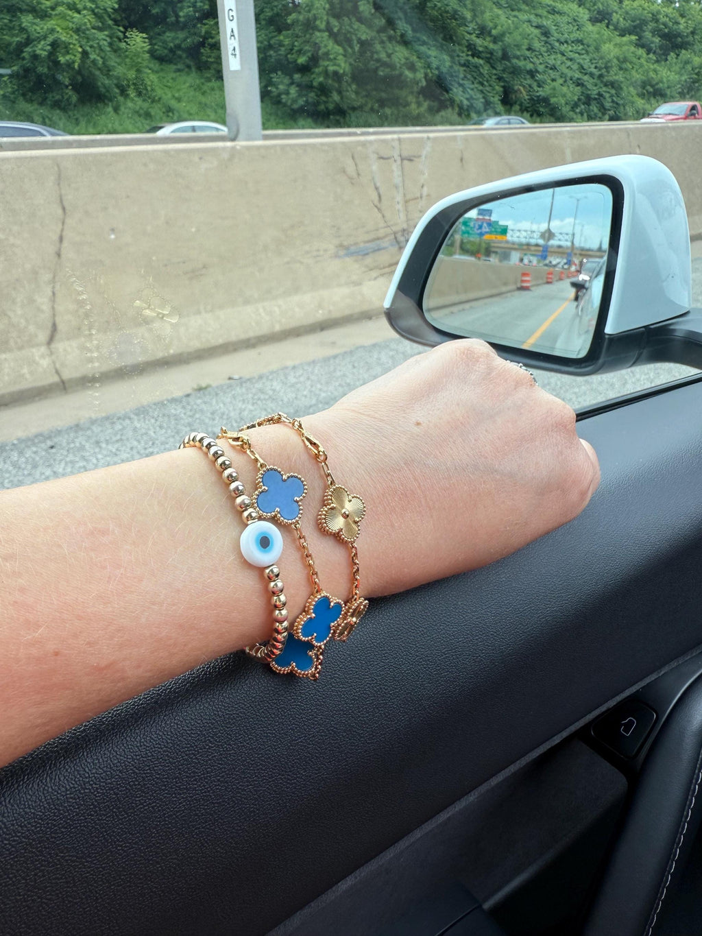 14kt Gold-Filled Evil Eye Beaded Bracelet with Glass Charm, Gold-Filled Beads