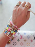 Pastel Heart Bracelet with 14k Gold-Plated Accent