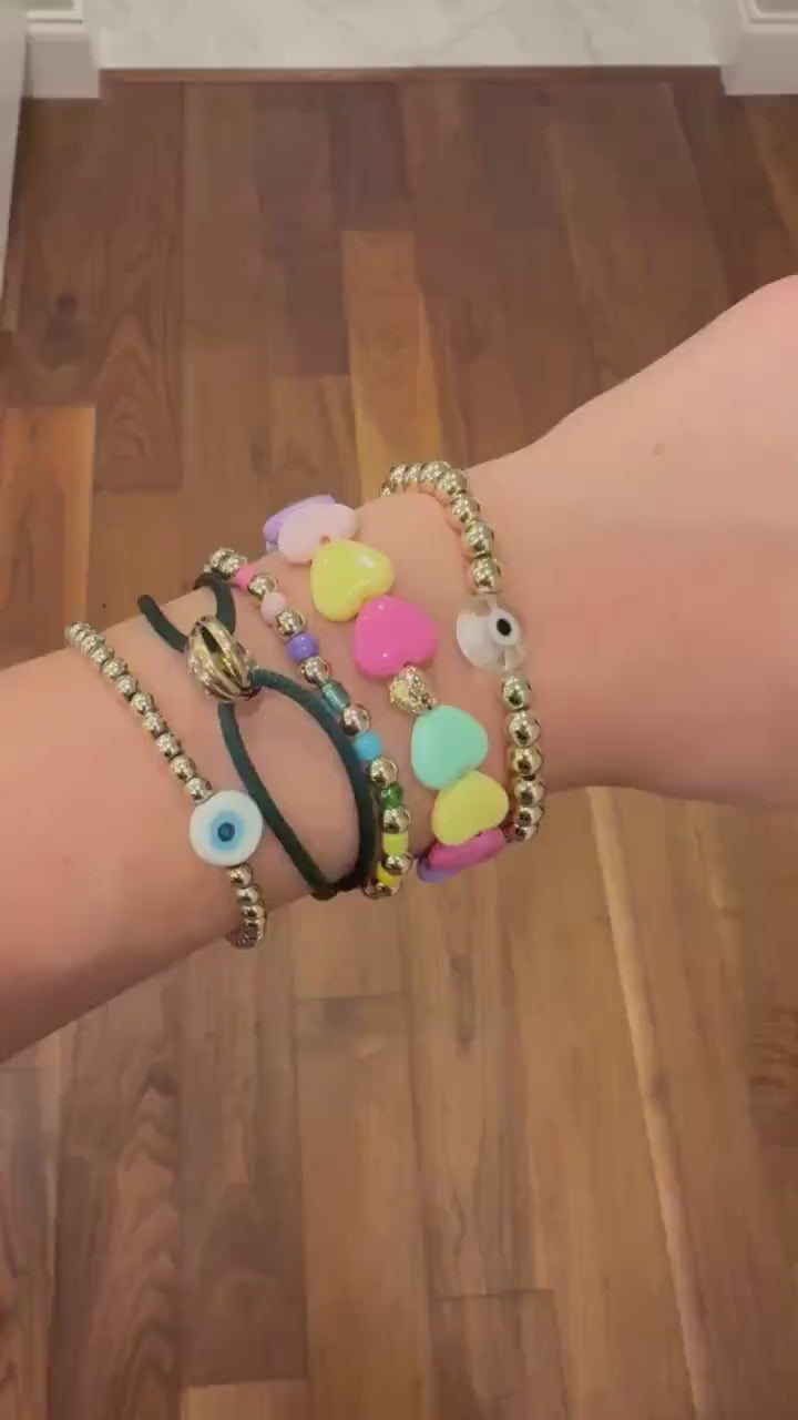 Pastel Heart Bracelet with 14k Gold-Plated Accent
